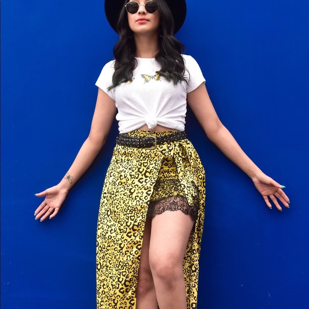 Lace Leopard Midi Wrap Skirt